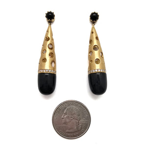 Gold and Onyx Teardrop Earrings