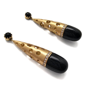 Gold and Onyx Teardrop Earrings