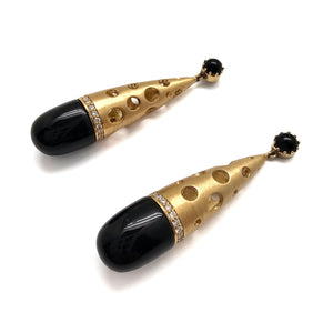 Gold and Onyx Teardrop Earrings