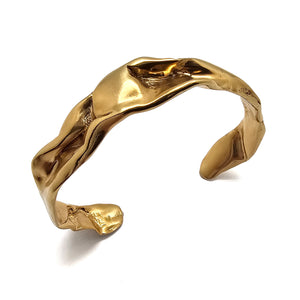 High Polish Gold Ripple Cuff
