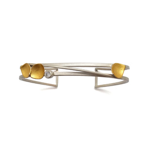 Silver Petal Cuff - Diamond