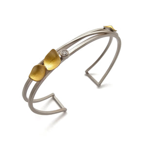 Silver Petal Cuff - Diamond