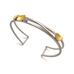 Silver Petal Cuff - Diamond