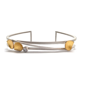 Silver Petal Cuff - Diamond