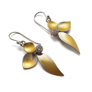 Diamond Feathered Floral Earrings