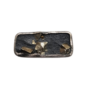 Rectangular Pyrite Ring - Pistachios