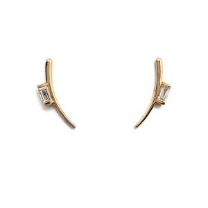 Curved Bar Diamond Studs - Pistachios