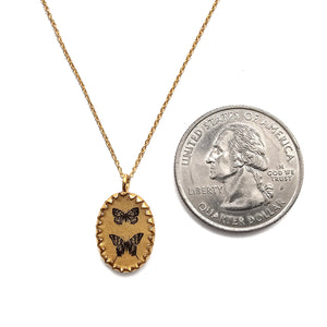 Oval Two Butterfly Necklace