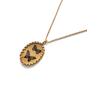 Oval Two Butterfly Necklace