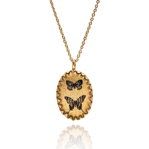 Oval Two Butterfly Necklace