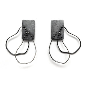 Oxidized Floral Geometric Earrings - Pistachios