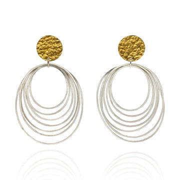 22k Gold and Sterling Silver Ripple Earrings