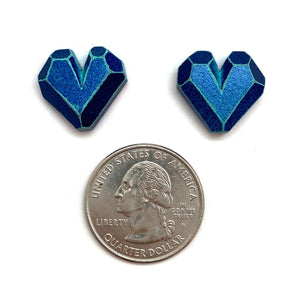 3D Blue Heart Studs-Earrings-Eva Burton-Pistachios