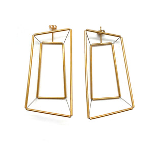 3D Trapezoid Earrings - Gold-Earrings-Yoko Takirai-Pistachios