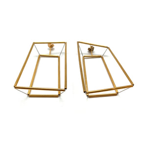 3D Trapezoid Earrings - Gold-Earrings-Yoko Takirai-Pistachios