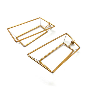 3D Trapezoid Earrings - Gold-Earrings-Yoko Takirai-Pistachios