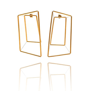 3D Trapezoid Earrings - Gold-Earrings-Yoko Takirai-Pistachios