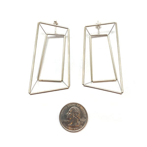 3D Trapezoid Earrings - Silver-Earrings-Yoko Takirai-Pistachios