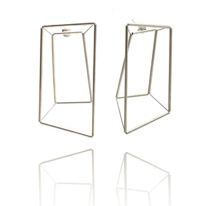 3D Trapezoid Earrings - Silver-Earrings-Yoko Takirai-Pistachios