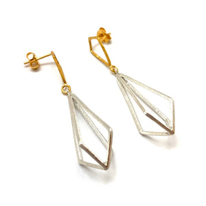 3D Triangular Drops - Gold/Silver-Earrings-Veronika Majewska-Pistachios