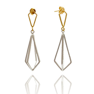 3D Triangular Drops - Gold/Silver-Earrings-Veronika Majewska-Pistachios