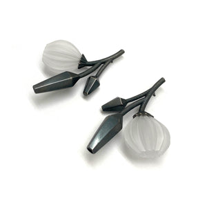 Acrylic and Silver Floral Drop Earrings-Earrings-Nicole Schuster-Pistachios