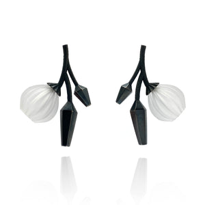 Acrylic and Silver Floral Drop Earrings-Earrings-Nicole Schuster-Pistachios