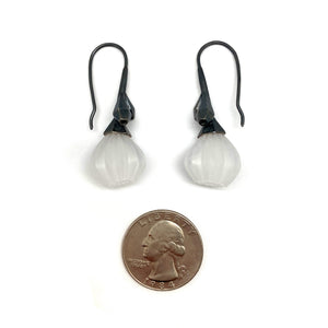 Acrylic and Silver Floral Single Drop Earrings-Earrings-Nicole Schuster-Pistachios