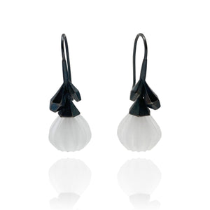 Acrylic and Silver Floral Single Drop Earrings-Earrings-Nicole Schuster-Pistachios