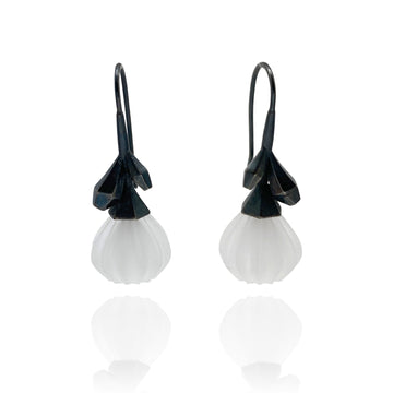 Acrylic and Silver Floral Single Drop Earrings