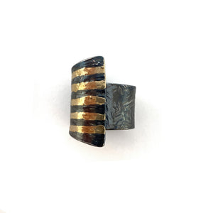 Adjustable Striped Fan Ring-Rings-Stella Deligianni-Pistachios