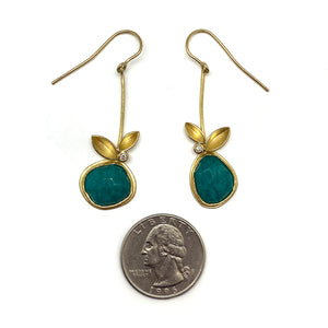 Amazonite and Diamond Drop Earrings-Earrings-Liaung-Chung Yen-Pistachios