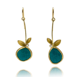 Amazonite and Diamond Drop Earrings-Earrings-Liaung-Chung Yen-Pistachios