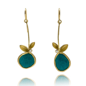 Amazonite and Diamond Drop Earrings