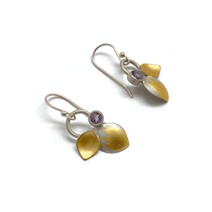 Amethyst Gold Petal Earring-Earrings-Judith Neugebauer-Pistachios