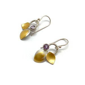 Amethyst Gold Petal Earring-Earrings-Judith Neugebauer-Pistachios