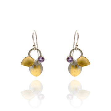 Amethyst Gold Petal Earring