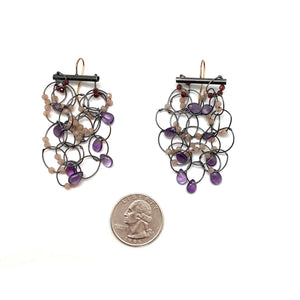 Amethyst and Garnet Dangle Earrings-Earrings-Karen Gilbert-Pistachios