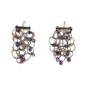 Amethyst and Garnet Dangle Earrings-Earrings-Karen Gilbert-Pistachios