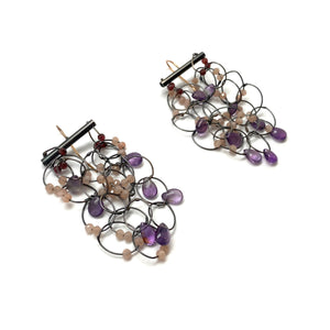 Amethyst and Garnet Dangle Earrings-Earrings-Karen Gilbert-Pistachios