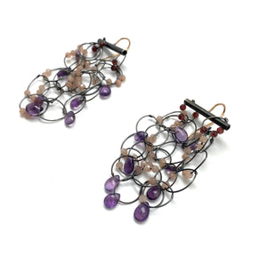 Amethyst and Garnet Dangle Earrings-Earrings-Karen Gilbert-Pistachios