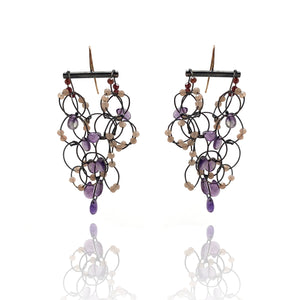 Amethyst and Garnet Dangle Earrings-Earrings-Karen Gilbert-Pistachios