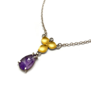 Amethyst and Gold Petal Necklace-Necklaces-Judith Neugebauer-Pistachios
