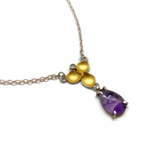 Amethyst and Gold Petal Necklace-Necklaces-Judith Neugebauer-Pistachios
