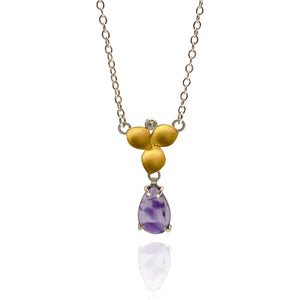 Amethyst and Gold Petal Necklace-Necklaces-Judith Neugebauer-Pistachios