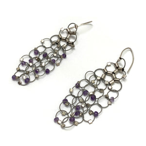 Amethyst and Nylon Earrings-Earrings-Meghan Riley-Pistachios