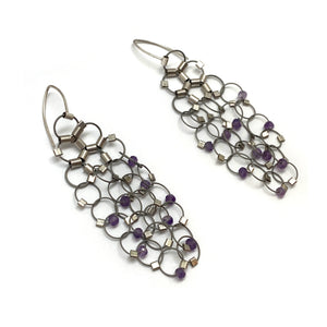 Amethyst and Nylon Earrings-Earrings-Meghan Riley-Pistachios