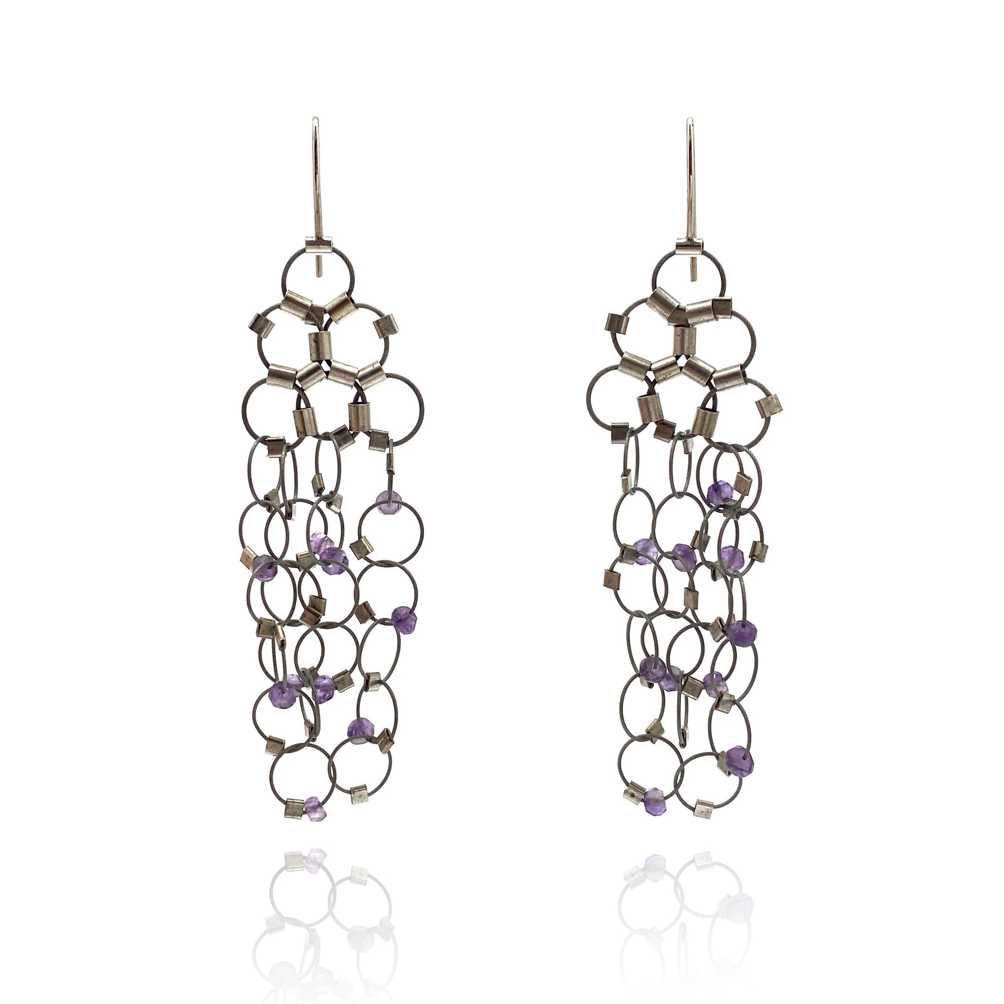 Amethyst and Nylon Earrings-Earrings-Meghan Riley-Pistachios
