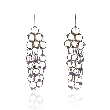Amethyst and Nylon Earrings