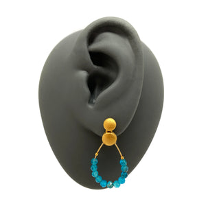 Apatite and Gold Earrings-Earrings-Bernd Wolf-Pistachios